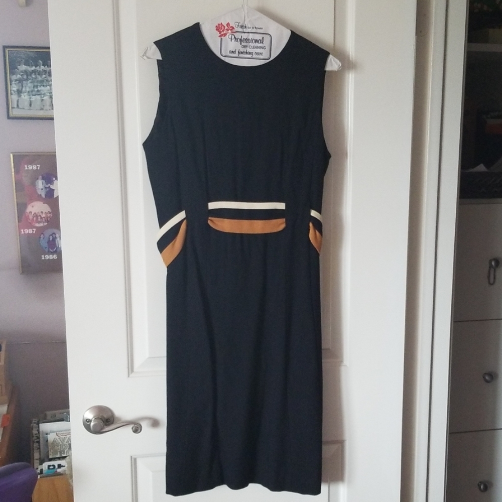 Black wool dress  mid length